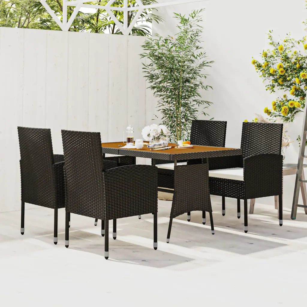 Set da Pranzo per Esterni 5 pz in Polyrattan Nero cod mxl 40900