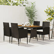 Set da Pranzo per Esterni 5 pz in Polyrattan Nero cod mxl 40900