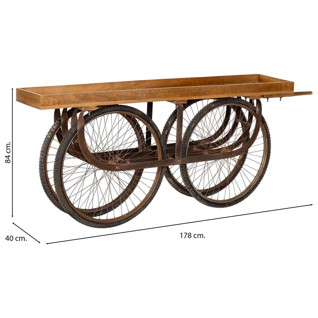 Carrello portavivande con ruote, marrone, 178x40x84h cm