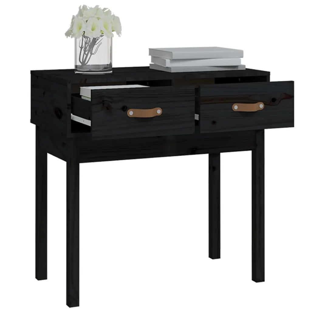 Tavolo Consolle | Tavolo d'Ingresso Nero 76,5x40x75 cm in Legno Massello di Pino