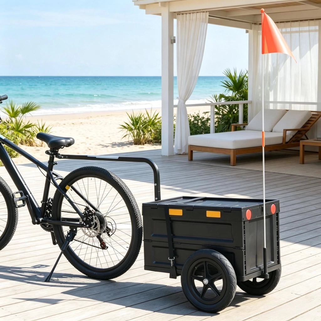 CARRELLO RIMORCHIO BICI CARGO 65L NERO in plastica e acciaio
