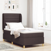Letto con Rete Spring e Materasso Marrone Scuro 100x200 cm Tessuto