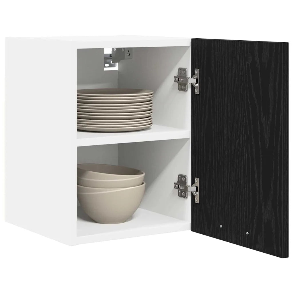 Armadio pensile 2 pcs Rovere Nero e Bianco 30 x 31 x 40 cm