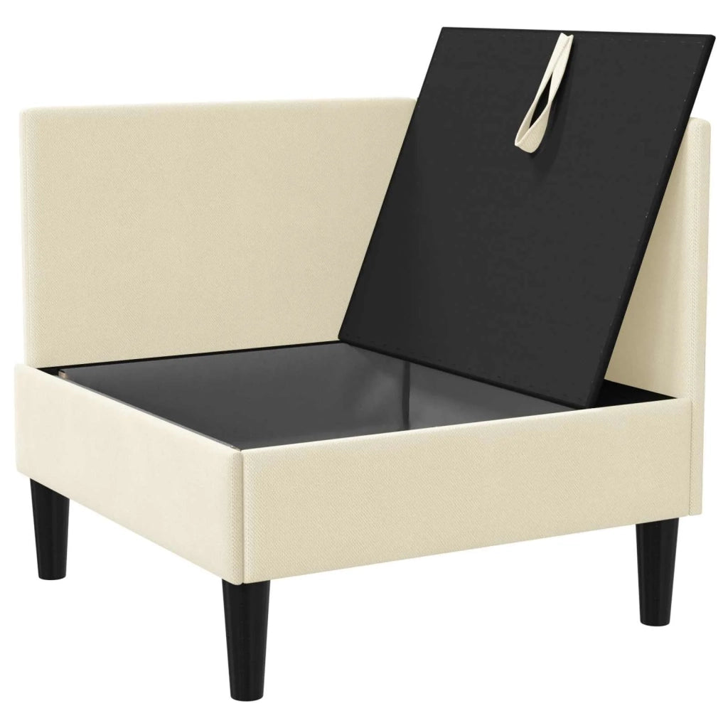 Divano Angolare con Storage Crema Velluto