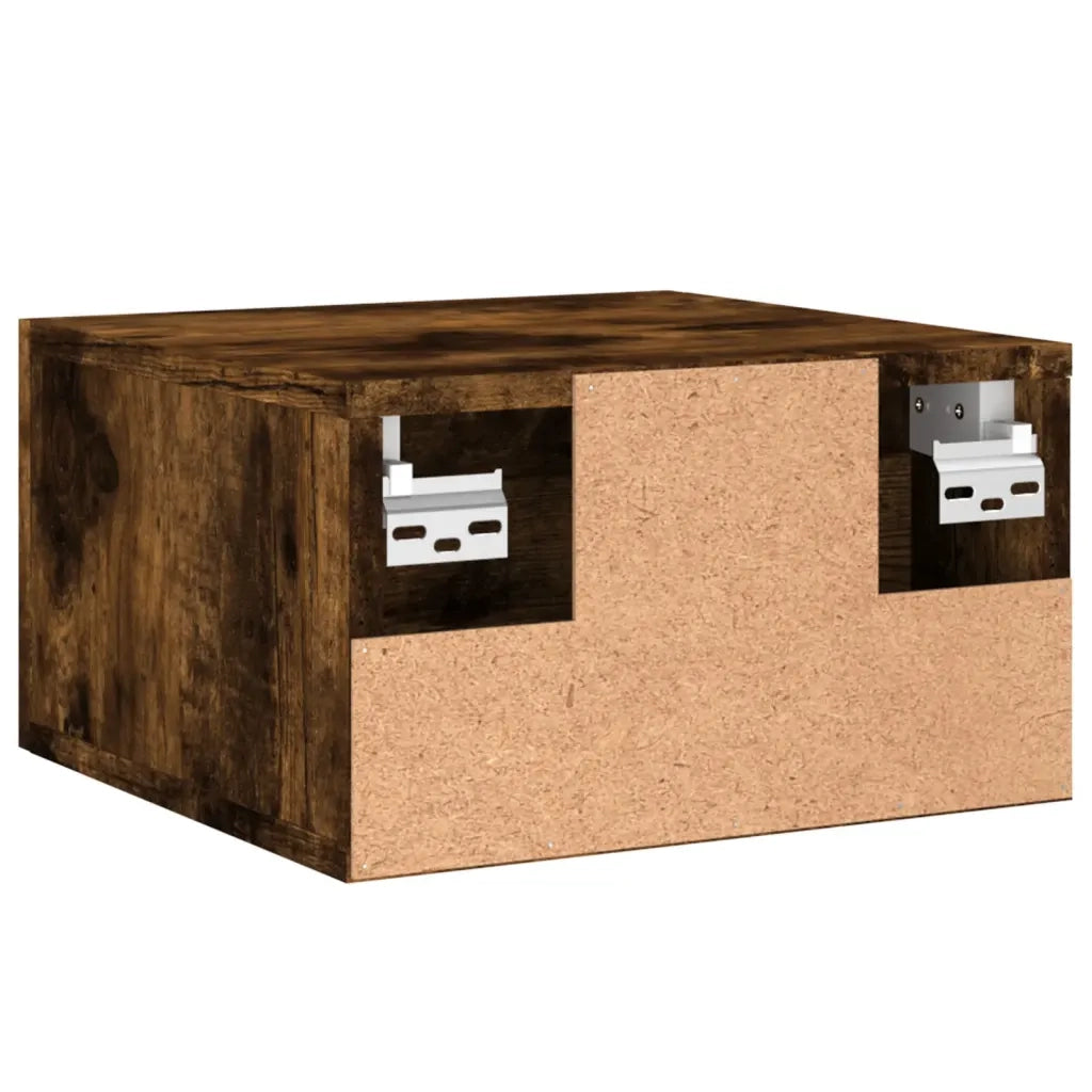 Set di 2 Comodini | Armadio da Notte | Mobiletto da notte a Muro Rovere Fumo 35x35x20 cm