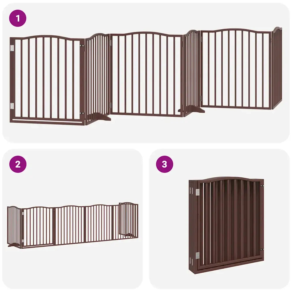 Cancello Cani Porta Pieghevole Marrone 6 Pannelli 480cm Pioppo CFW8296646
