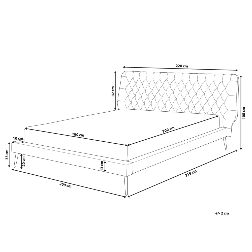 Letto rivestimento in ecopelle grigia 180 x 200 cm dal design moderno con testiera trapuntata
