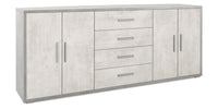 Mobile Basso 4 Ante 4 Cassetti 203x84x41 cm Cemento/Ossido Bianco