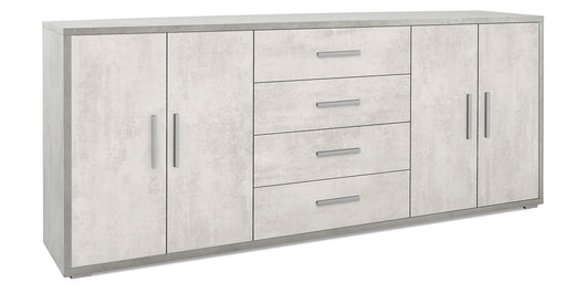 Mobile Basso 4 Ante 4 Cassetti 203x84x41 cm Cemento/Ossido Bianco