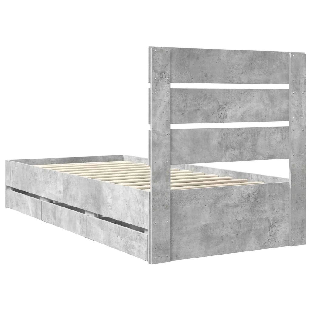 Struttura del letto con cassetto Grigio cemento 90 x 190 cm 3411865