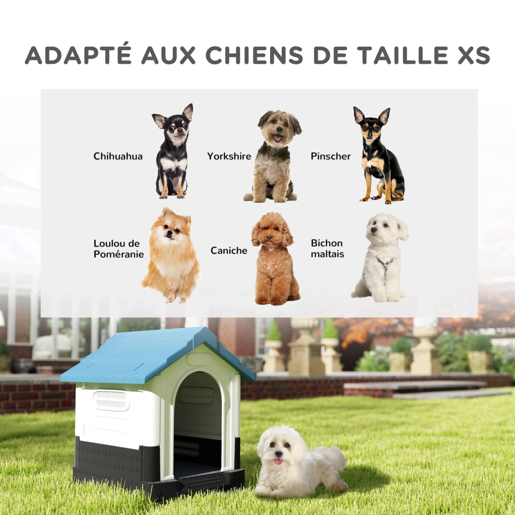 Cuccia per Cani ¨C Xylo ¨C Esterno Piccola Media Taglia 64,5x57x66cm Bianco Blu