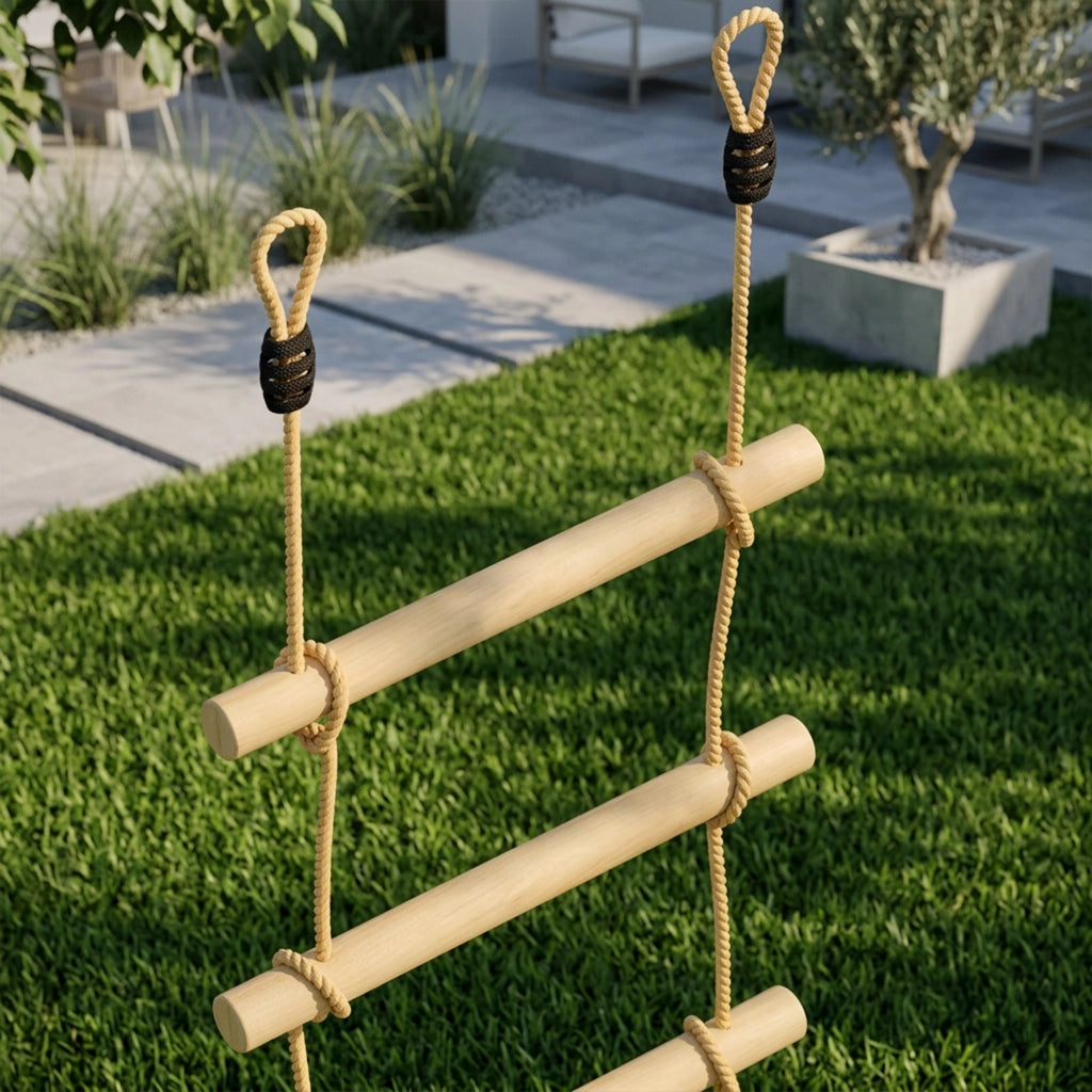Scaletta per Bambini ¨C zephmum ¨C Legno Naturale 5 Pioli con Sicurezza