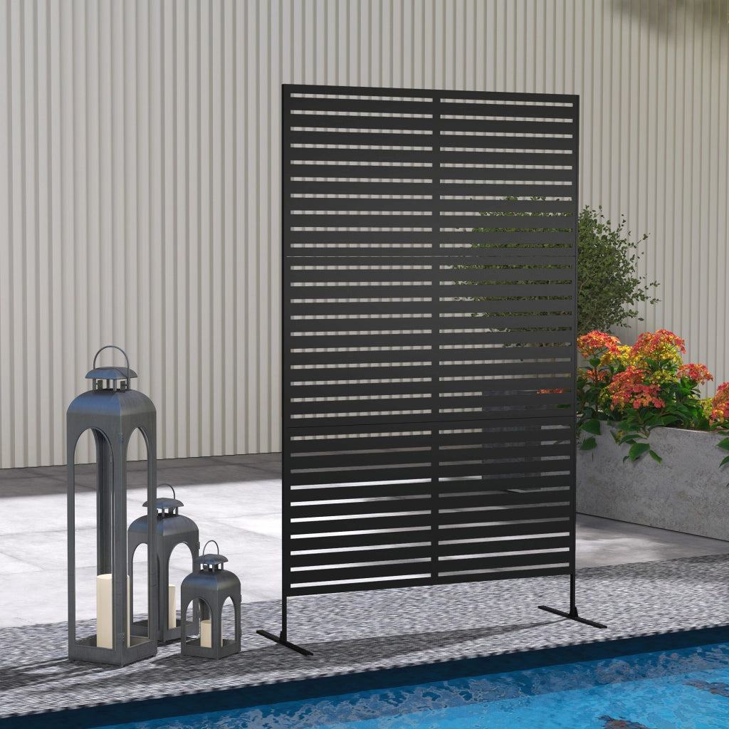 Separ¨¨ da Esterno in Metallo ¨C Xylo ¨C Design a Lamelle, Nero, Divisorio Decorativo per Giardino