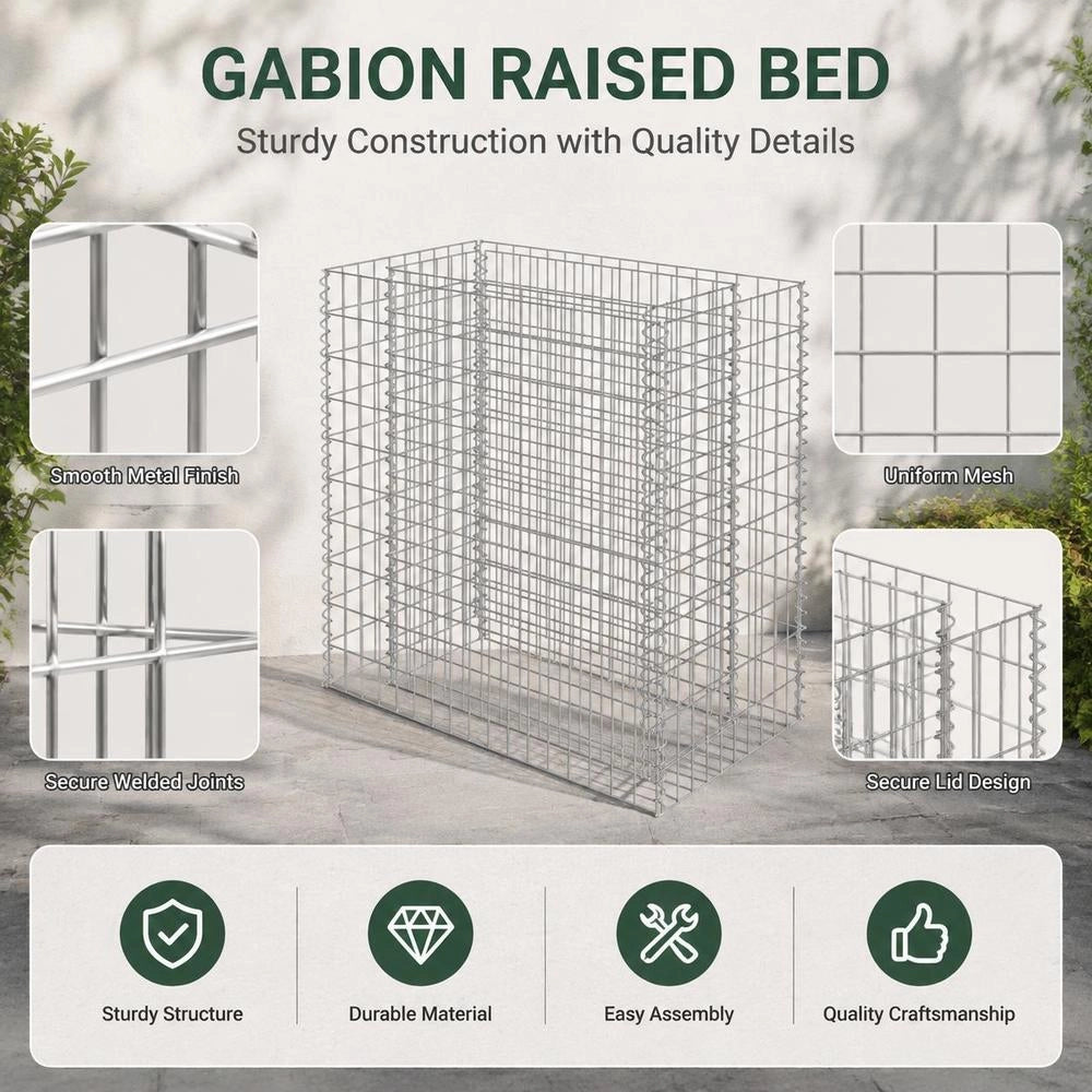 Gabion Raised Bed Galvanized Steel 90x50x100 Cm