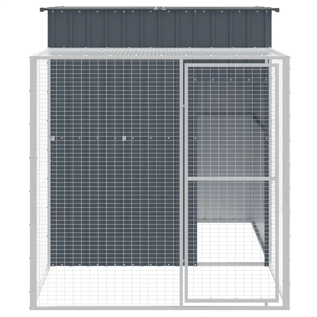 Pollaio con Area Corsa Antracite 165x251x181 cm Acciaio Zincato 172367