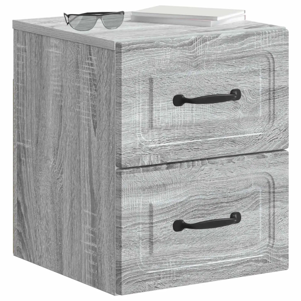 Mobiletto da notte a muro Grigio Sonoma 34,5 x 33 x 40 cm