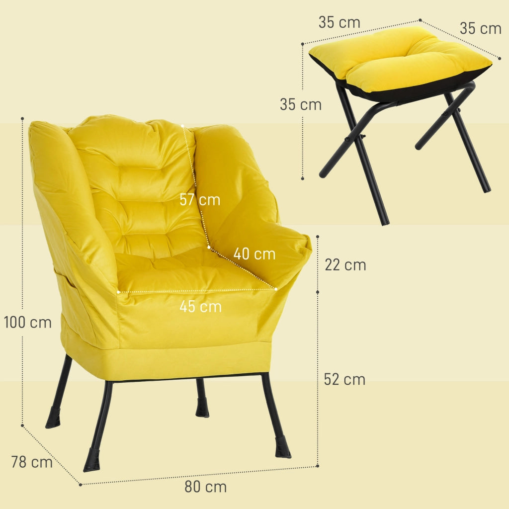 Poltrona con poggiapiedi ¨C zephmum ¨C giallo, tessuto