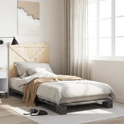 Giroletto con Testiera-Struttura Letto con testiera Grigio 90x200 cm Legno Massello di Pino 643620
