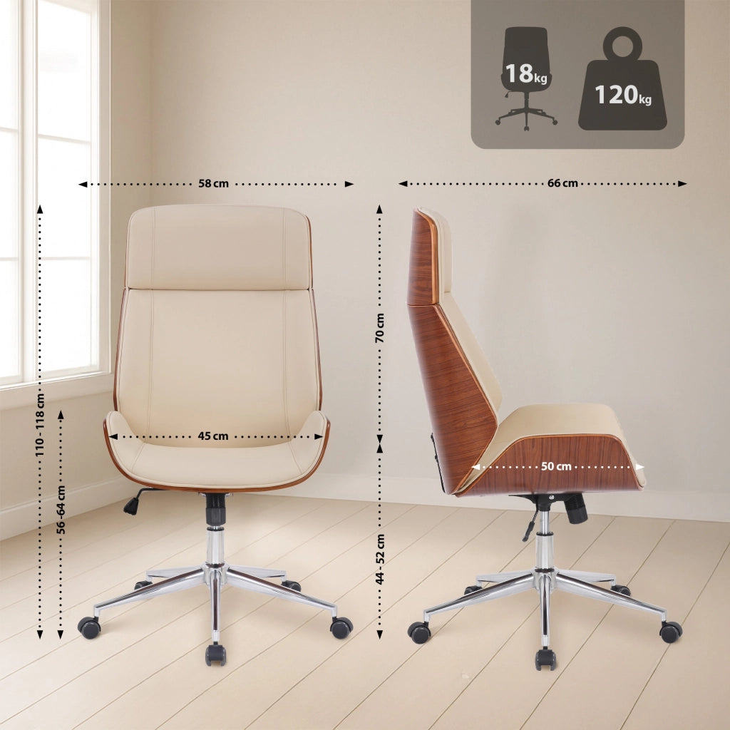Sedia da ufficio Varel Noce/crema