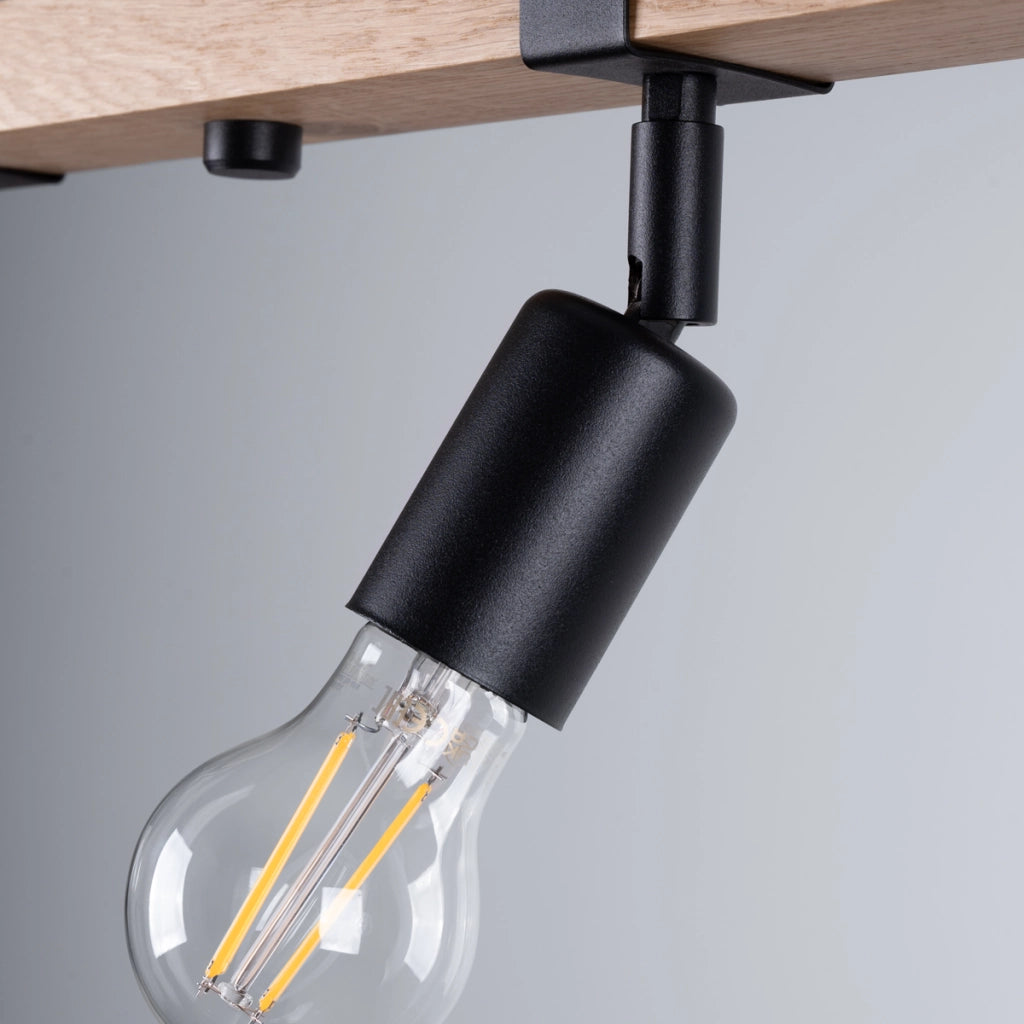 Lampada da soffitto moderna in acciaio e legno nero a 4 luci ZUCA Peach Puff