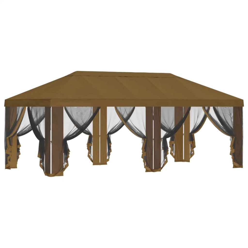 Copertura Gazebo con Pareti Laterali Tortora 600,5 x 300,5 cm 900440