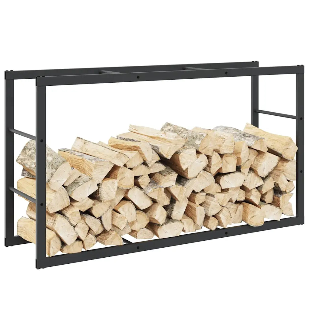 Rastrelliera per Legna da Ardere-Portalegna Nera 110x30x61 cm in Acciaio