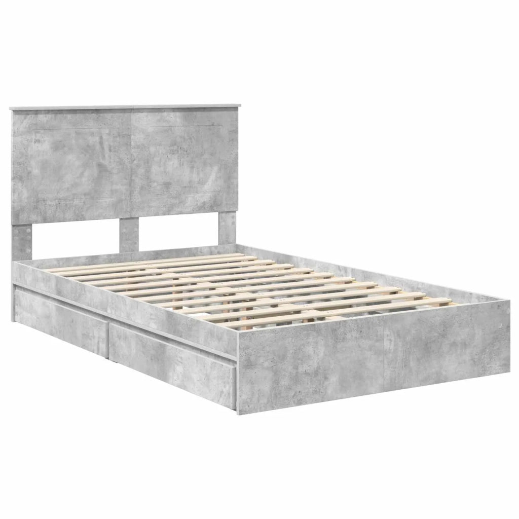 Letto con Contenitore con testiera Grigio cemento 135 x 190 cm 3409562