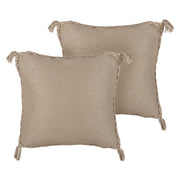 Set di 2 cuscini in iuta con imbottitura sfoderabile e nappe decorative a tinta unita beige 45 x 45 cm Accessori decorativi boho