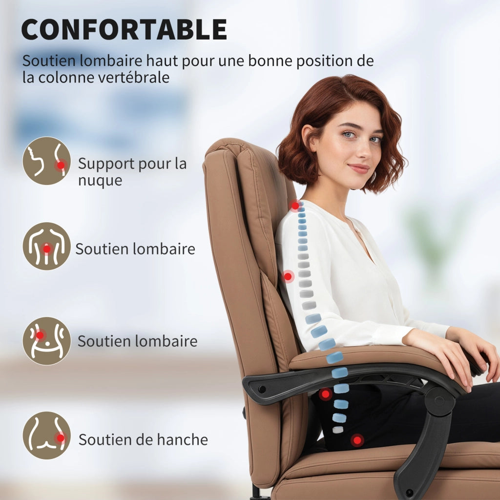 Sedia da ufficio ergonomica ¨C zephmum ¨C marrone 65x67x111-119cm