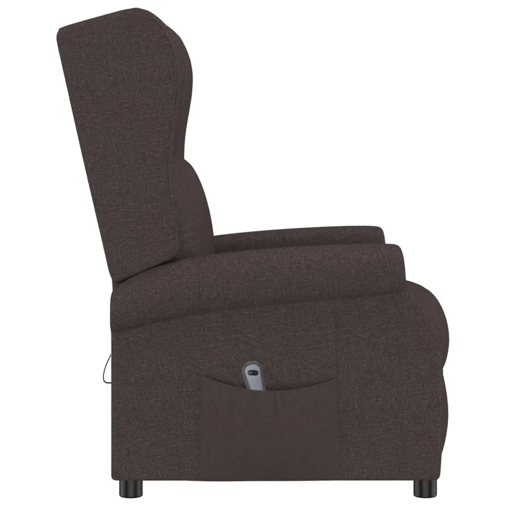 Poltrona ad Ala Reclinabile Elettrica Marrone Scuro in Tessuto 3098324