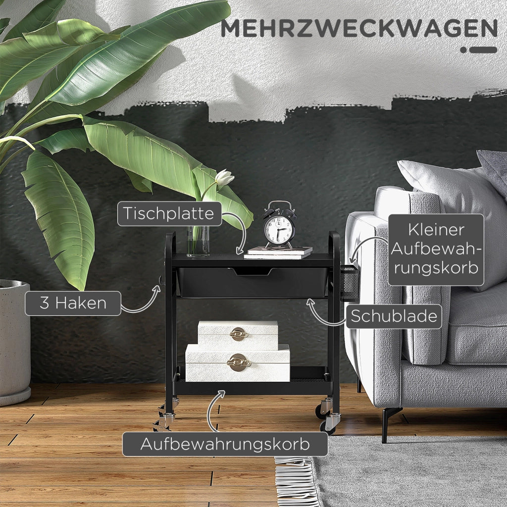 CARRELLO MULTIUSO 61 x 32,6 x 58,5 cm Nero in plastica