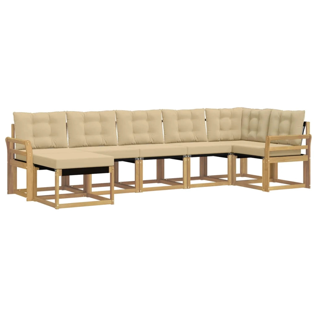 Set di divani da esterno con cuscino 7 pcs Bianco e Beige 3389695
