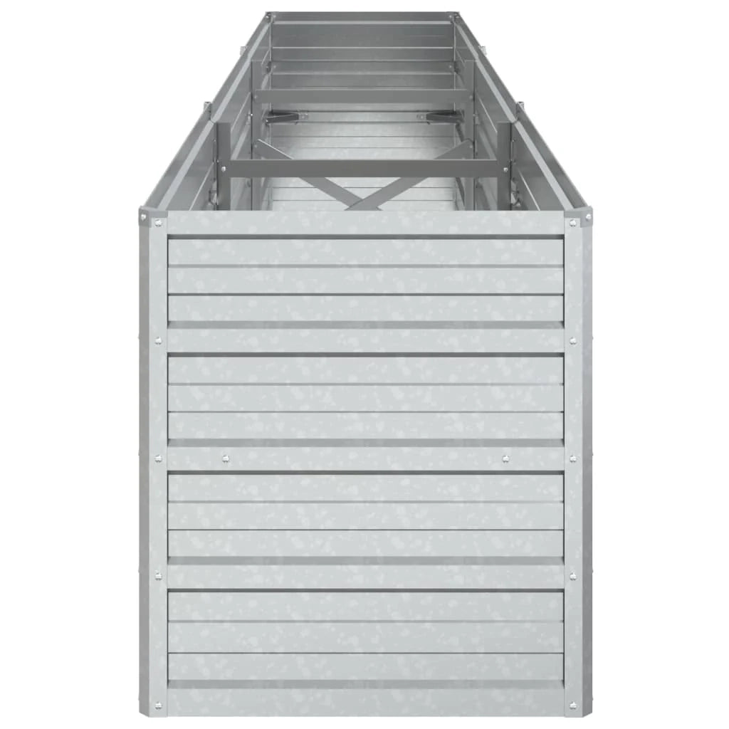 Fioriera rialzata per piante fiori patio giardino 240 x 40 x 45 cm acciaio zincato argento 02_0039409