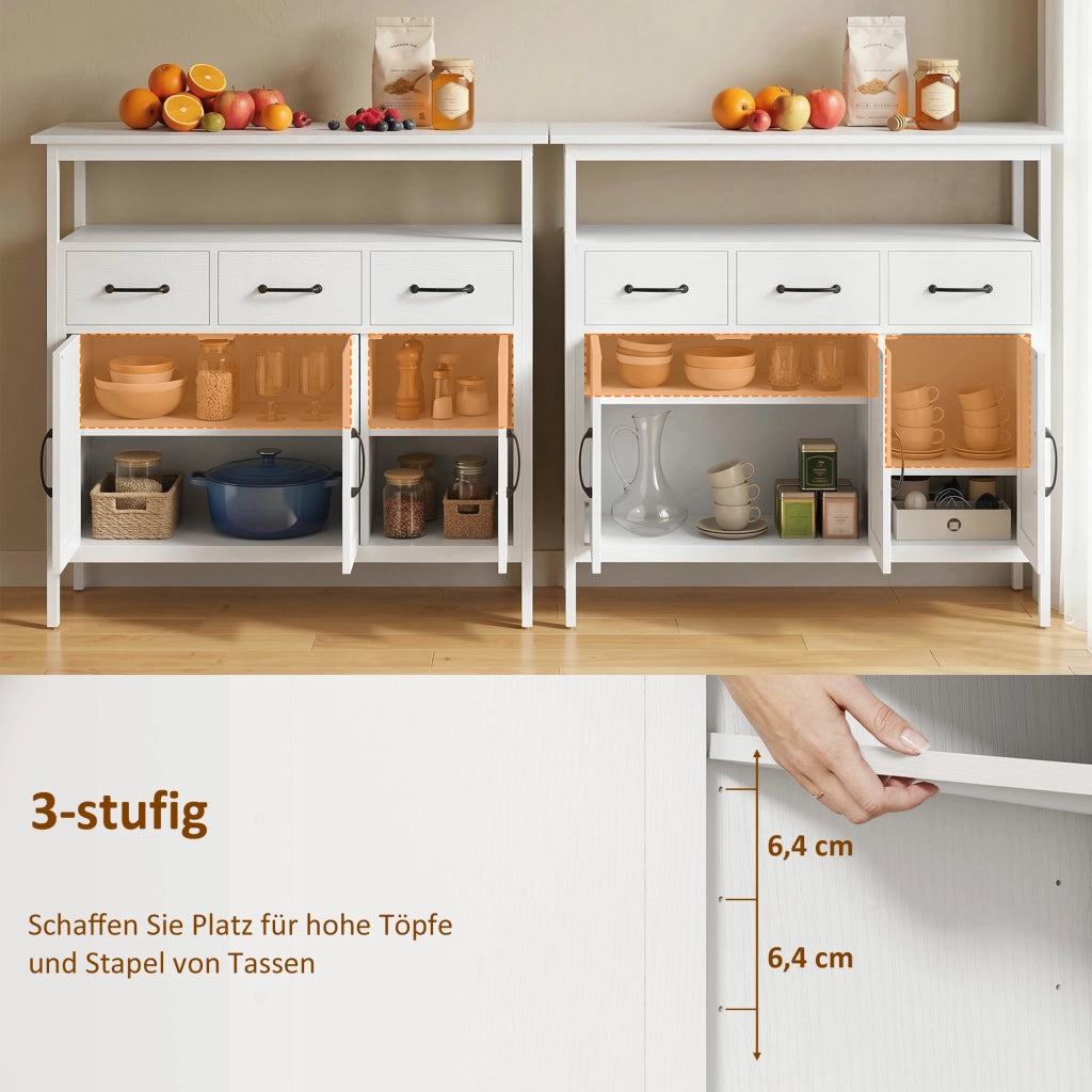 Cassa panchina con ripiani regolabili e 3 cassetti ¨C zephmum ¨C 95 cm bianco