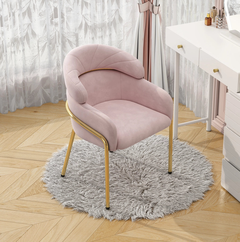 Sedia da pranzo con gambe in metallo; in velluto; rosa