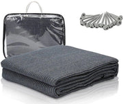 Tappeto da Campeggio per Pic-Nic 250x250cm Blu-Grigio Materiale HDPE Resistente all'Acqua 13 Pennelli per Terra