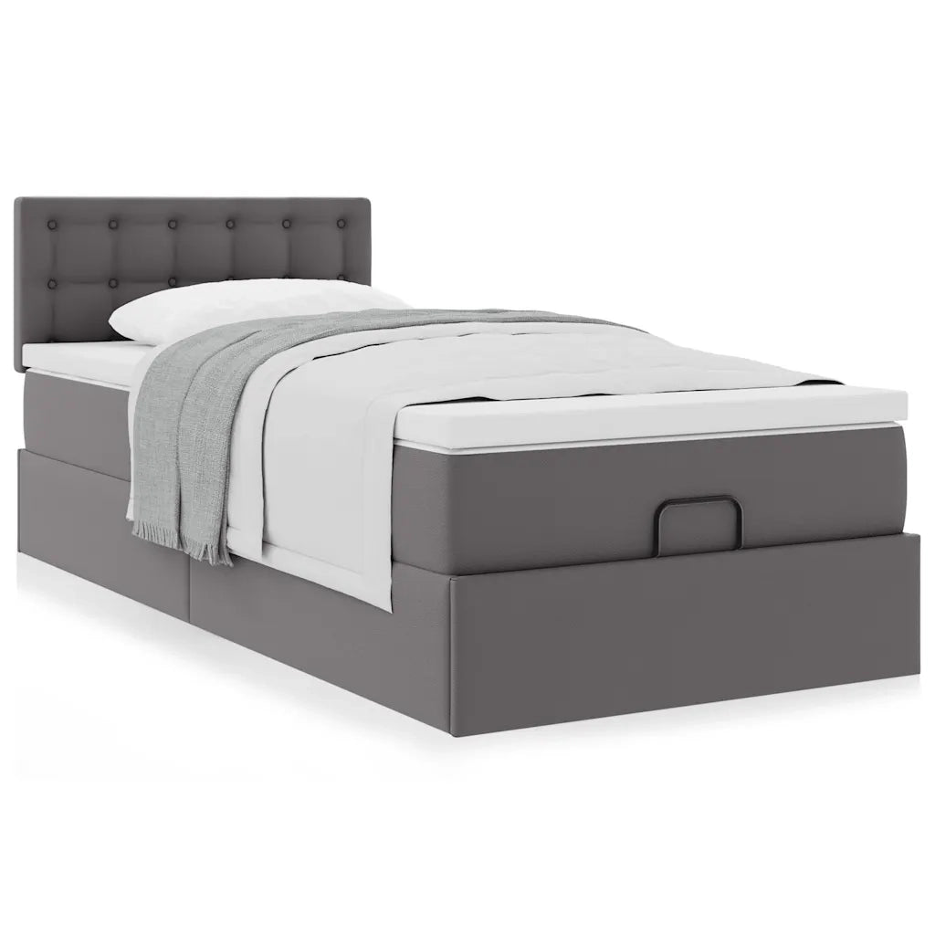 Letto Pouf con Materasso Grigio 100x200 cm Similpelle 3311291