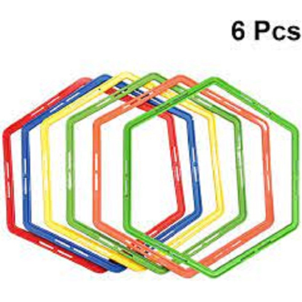 Trade Shop - Set 6pz Cerchi Piatti Allenamento Agilità Esagonale Per Calcio Fitness Da 50cm -