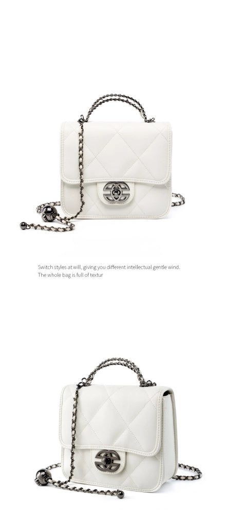Borsa a tracolla da donna in vera pelle, graziosa, con tracolla lunga, colore bianco