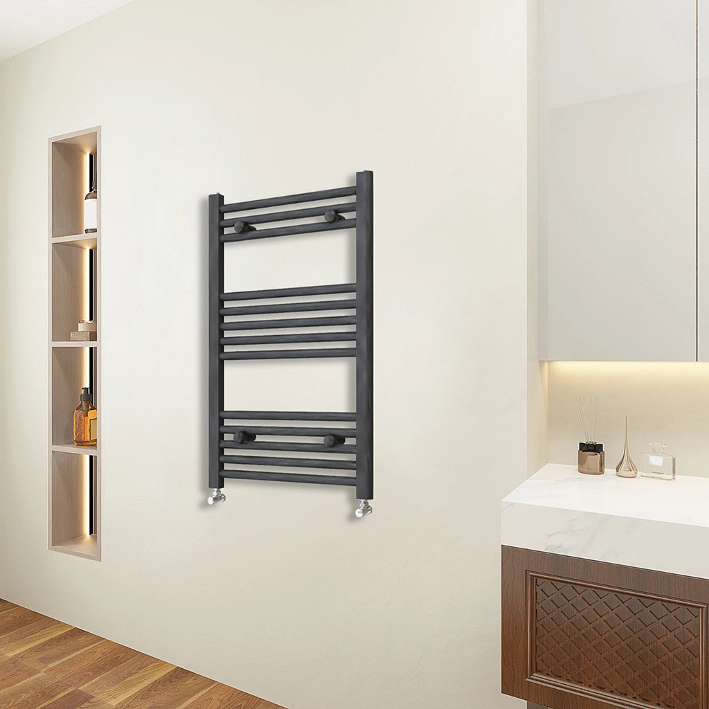 Termoarredo Bagno in Acciaio al Carbonio Calorifero Riscaldamento ad Acqua Antracite 800x600 mm