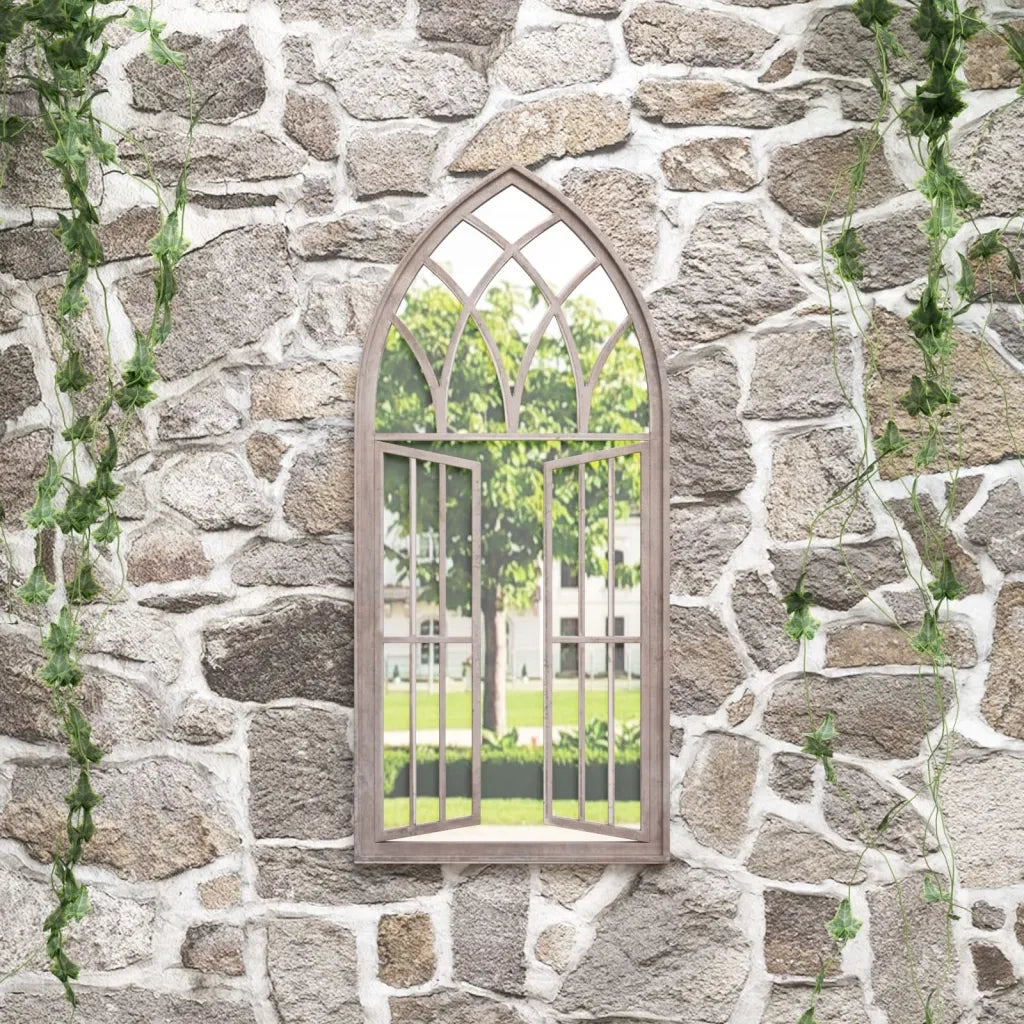 Specchio da Giardino-Specchio Decorativo-Specchio Esterno Sabbia 100x45 cm in Ferro per Uso Esterno 304293