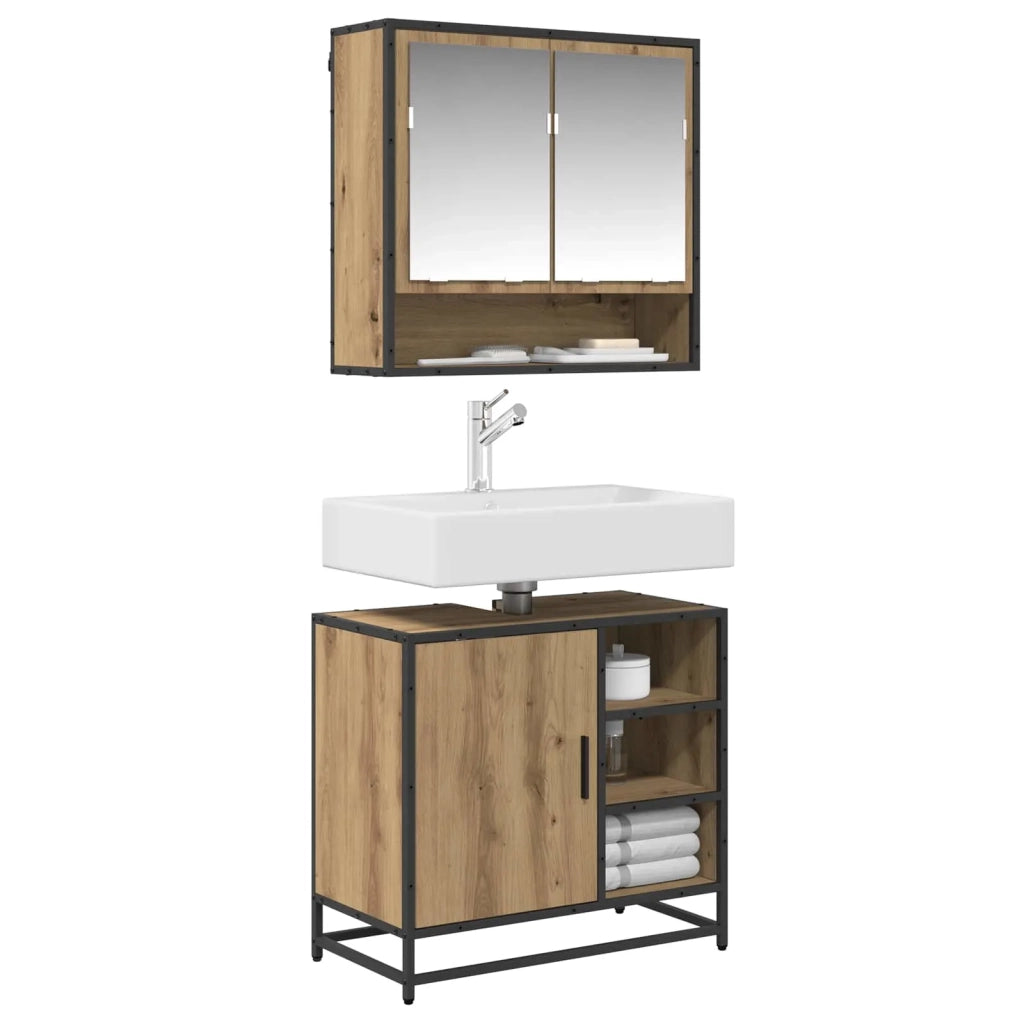 Set di mobili per il bagno con porta 2 pcs Rovere artigianale
