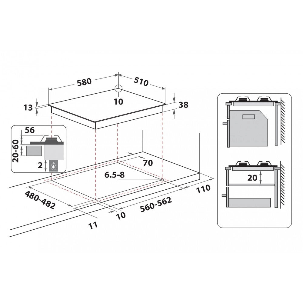 Indesit TH 642 /I (AV) Avena Da incasso 58 cm Gas 4 Fornello(i)