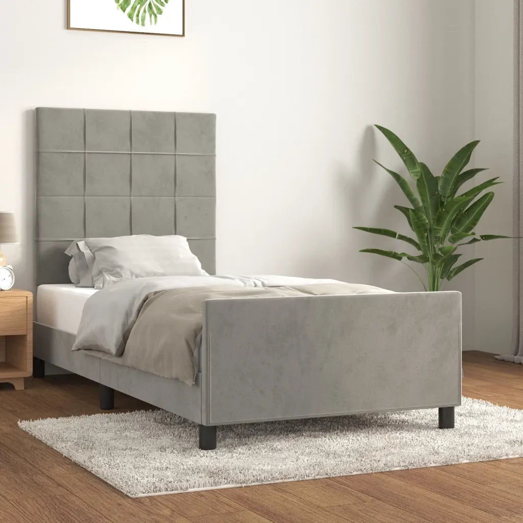 Giroletto senza Materasso-Struttura Letto Grigio Chiaro 100x200 cm Velluto 596495