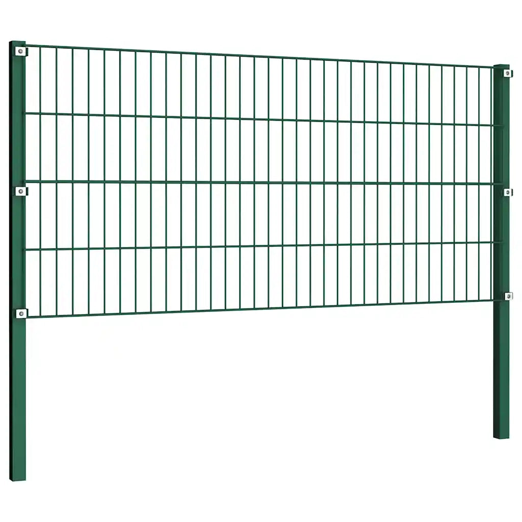 Pannello di recinzione con pali in ferro 694,5x80 cm verde 278607