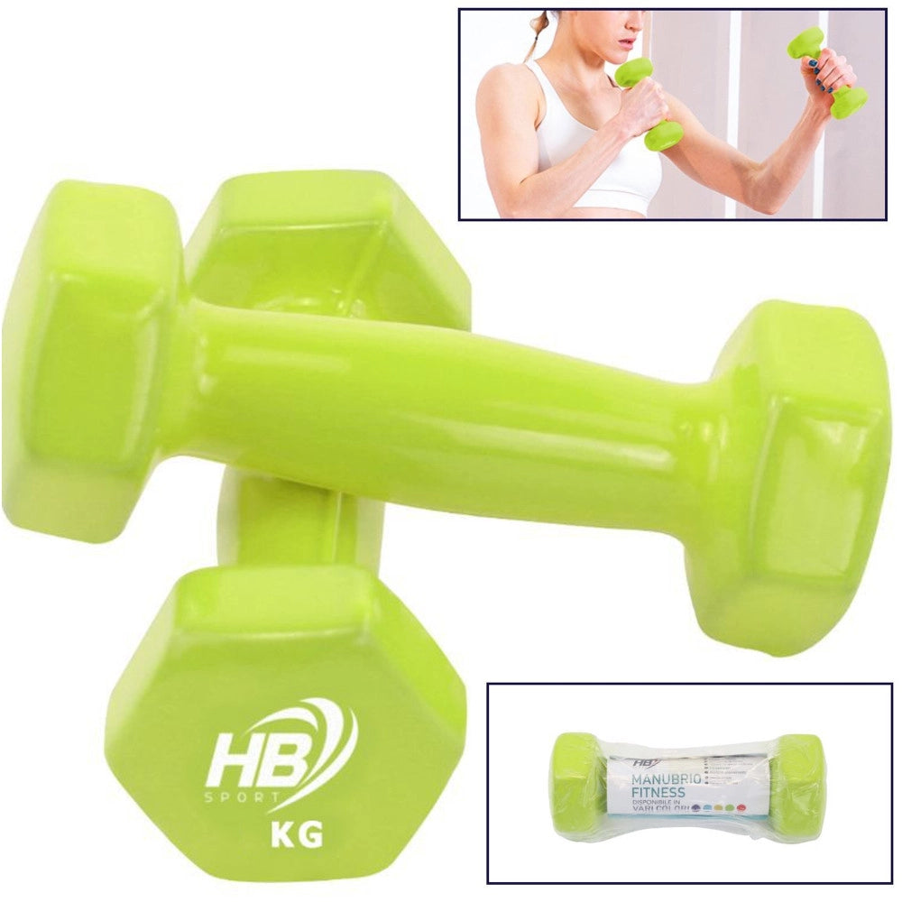 Trade Shop - Manubrio Singolo Pesi In Vinile Allenamento Esercizi Casa Palestra Workout Fit - Verde       3 Kg