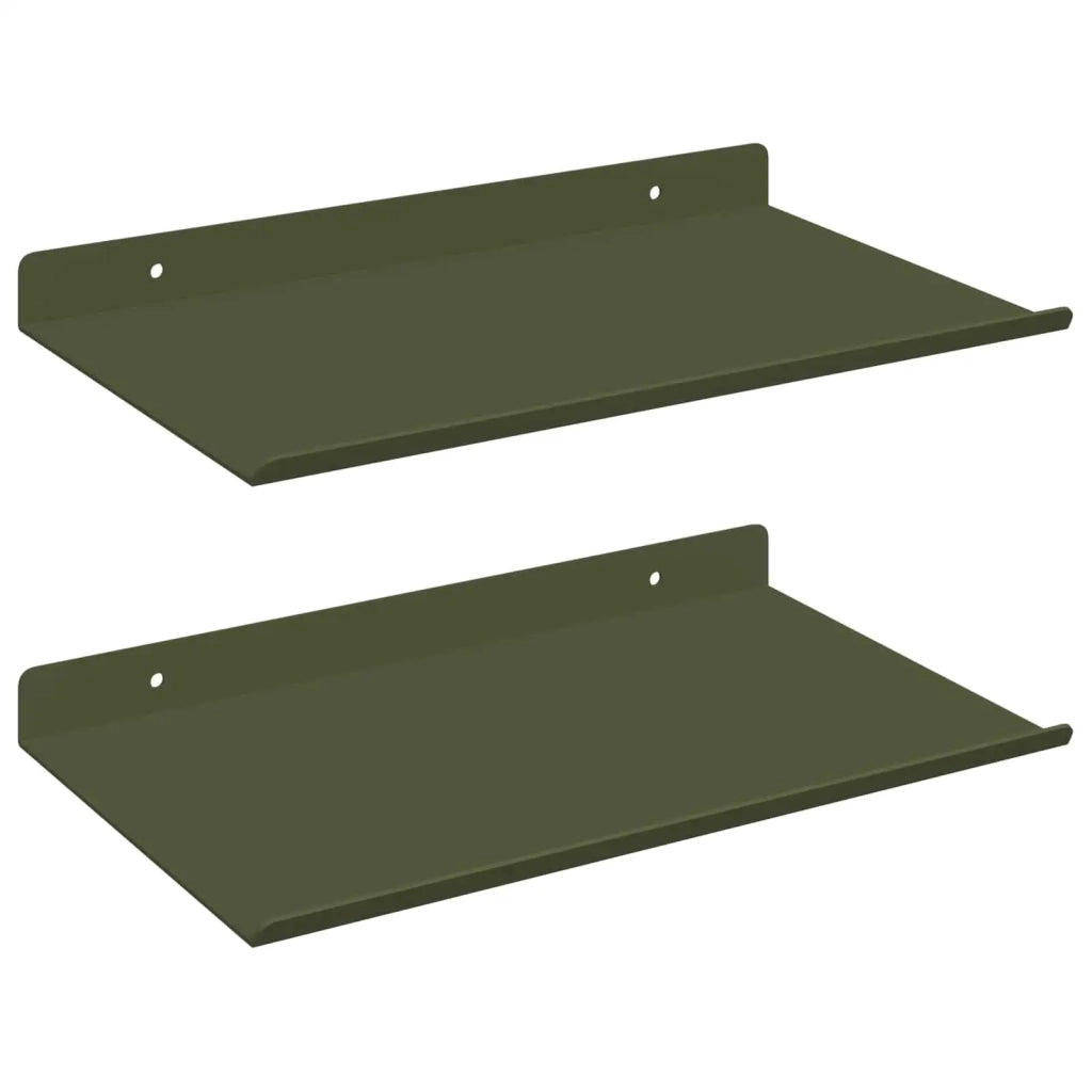 2 pz Mensola | Ripiano | Scaffale sospesa Verde oliva 30 x 18 x 2,5 cm Acciaio