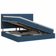 Letto con contenitore e materasso Blu 200 x 200 cm Tessuto 3459530