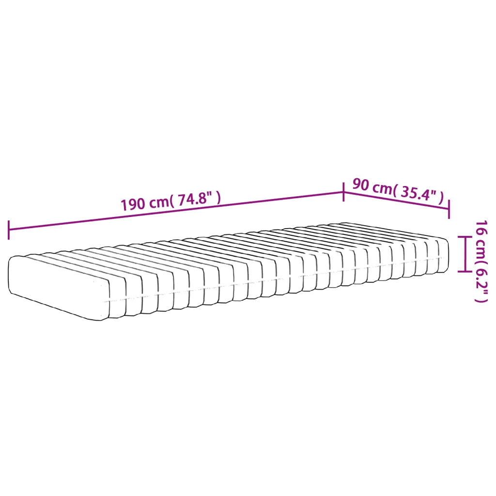 Materasso in Schiuma Mediamente Morbido-Materasso per Letto 90x190cm Single Size 898843