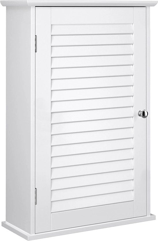 Cassa - Cassa da parete - Cassa da bagno - Con porta - 40 x 16 x 60 cm - Legno - Bianco